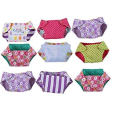 Reversible Baby Doll 9-Pack Cloth Diaper Set, Assorted | Baby Doll Diapers Set, Doll Diapers, Pretend Diapers, Baby Dolls Diapers, Dolls Underwear