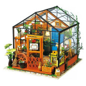 Rolife Dollhouse DIY Miniature Room Kit-Handmade Green House-Diorama Kit Home Decoration-Miniature Model to Build-Christmas Birthday Gifts for Boys Girls Women Friends (Cathy's Flower House)