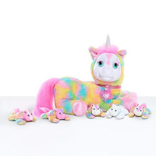 Just Play Unicorn Surprise Crystal, Pastel Rainbow, Stuffed Animal Unicorn and Babies, Toys for Kids, Kids Toys for Ages 3 Up, Gifts and Presents
