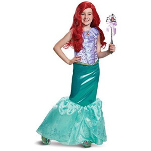 Disguise Disney Princess Ariel Little Mermaid Deluxe Girls' Costume Teal, Medium/(7-8)