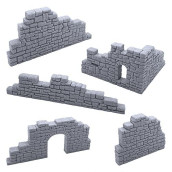 EnderToys Ruined Stone Walls Set B, Terrain Scenery for Tabletop 28mm Miniatures Wargame, 3D Printed and Paintable