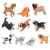 Toymany 12PCS Mini Dog Figurines Playset, Realistic Detailed Plastic Puppy Figures, Hand Painted Emulational Tiny Dogs Animals Toy Set, Cake Toppers Christmas Birthday Gift for Kids Toddlers