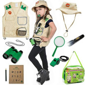 Born Toys Outdoor Explorer Kit for Kids Ages 3-7 Dress Up & Pretend Play Costumes for Boys & Girls 3-7 w/Washable Kids Safari Vest Safari Hat and Binoculars Outdoor Explorer Set & Scavenger Hunt