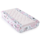 Levtex Baby - Elise Diaper Changing Pad Cover - Fits Most Standard Changing Pads - Floral Ogee Pattern - Pink, Grey and White - Nursery Accessories - Plush