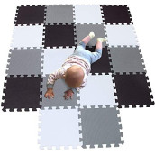 MQIAOHAM playmat Foam Play Tiles Interlocking Play mat Baby Play mats for Kids Floor mats for Children Foam playmats Jigsaw mat Baby Puzzle mat 18 Pieces Children Rug Crawl White Black Grey 101104112