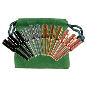 Premium Metal Cribbage Pegs, Set of 12, in Four, 1 5/16 Tall; Tapered to Fit 1/8 Holes, with Green Velveteen Drawstring Storage Pouch
