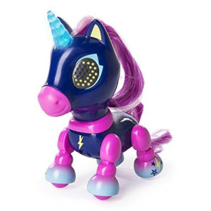 Zoomer - Zupps Tiny Unicorns, Midnight, Interactive Unicorn with Light-up Horn, for Ages 4 and Up