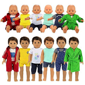 BARWA Boy Doll Clothes 6 Sets Boy Doll Clothes Daily Casual Clothes Outfits Compatible for 14 to 16 Inch Baby Doll and 18 Inch Boy Dolls
