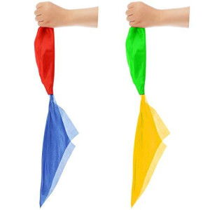 Scarves Color Changing Silk Hanky Props Scarf for Trick Streets(2 Pieces)
