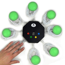 Trebisky Buzzer for Game Show, Educational and Classroom Quiz, Family Games Night, Jeopardy Trivia, Set of 8 LED Light Answer Buzzers, Standalone System w/ 3ft Cables (System 2nd Gen)