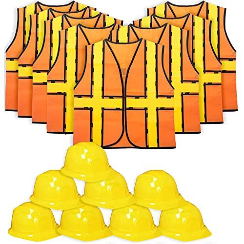 Tigerdoe Kids Party Dress Up - 8 Hats with 8 Vests- Construction Party - Birthday Favors