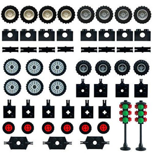 Wheels and Axles,Traffic Light,Tires Bulk Lot - Building Bricks Block Education Wheels Set Toy Tight fit Major Brands
