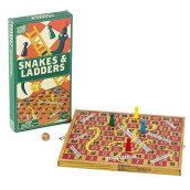 Professor Puzzle; Wooden Snakes & Ladders - Traditional/Classic Wooden Family Board Game Snakes and Ladders.