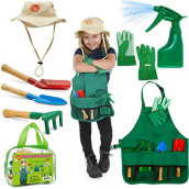 Born Toys Kids Gardening Tool Set for Ages 3-7 Kids, Garden Apron, Kids Sun Hat, Kids Shovel, Toddler Gardening Gloves - Kids Gardening Set as Dress Up & Pretend Play, Costumes for Boys & Girls