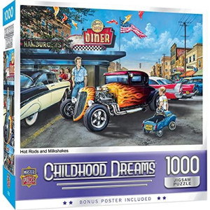 MasterPieces Childhood Dreams 1000 Puzzles Collection - Hot Rods and Milkshakes 1000 Piece Jigsaw Puzzle ,19.25" x 26.75"