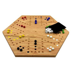 Solid Oak Double Sided Marble Board Game Hand Painted by Cauff (16 inch)
