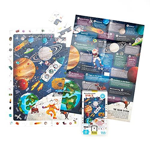 Banana Panda Solar System Space Puzzle - Large 60-piece Observation Floor Puzzle with Seek and Find Activity, includes Educational Poster with Fun Facts, for kids ages 4 years and up