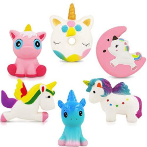 Unicorn Squishy Toys Squishies - 6 Pack Unicorn Squishies Jumbo Horse Kawaii Soft Scented Animal Squishies Pack Unicorn Gifts for Girls Galaxy Squishy Unicorn Birthday Party Favors Easter Egg Fillers