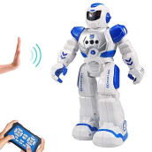 Remote Control Robot for Kids, Intelligent Programmable Robot with Infrared Controller Toys, Dancing, Singing, Moonwalking and LED Eyes, Gesture Sensing Robot Kit for Childrens Entertainment (Blue)