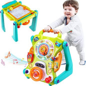 iPlay, iLearn 3 in 1 Baby Walker Sit to Stand Toys, Kids Activity Center, Toddlers Musical Fun Table, Lights and Sounds, Learning, Birthday Gift for 9, 12, 18 Months, 1, 2 Year Old, Infant, Boy, Girl