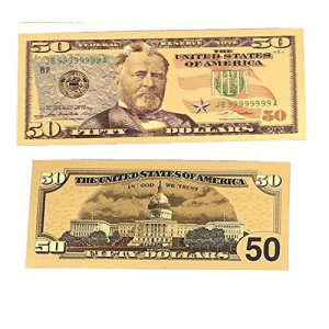blinkee 50 American Dollar Bill 24k Gold Art Collectibles Plated Fake Banknote Currency for Decoration