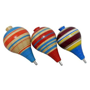 Mexican Trompos - 3 Pack Wooden Spin Tops Metal Tips Made in Mexico Premium Quality (3 Pack, Assorted Colors)