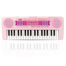 aPerfectLife Kids Keyboard Piano, 37 Keys Chargable Multifunction Mini Piano Keyboard Toys for Over 3 Year Old Girls with Microphone (Pink)