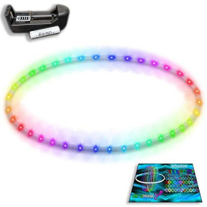 UltraHoop Shuffle LED Hoop Fully Rechargeable and Collapsible - Smart Auto Color Changing and Strobing LED Lights - Light Up Hoola Hoops HDPE (30" x 5/8" OD (Advanced & Kids))
