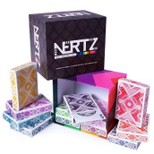 Nertz: The Fast Frenzied Fun Card Game - 12 Decks of Playing Cards in 12 Vibrant Colors, Bulk Set of Poker Wide-Size/Regular Index, Plastic-Coated Cards by Brybelly
