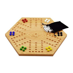 Solid Oak Double Sided Marbles Board Game Wooden 16 inch by Cauff