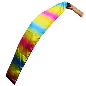 OUERMAMA Change Color Scarf Magic Trick Props Black to Rainbow Silk Stripe for Professional Magician