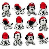 4Es Novelty Dalmatians Stuffed Animals, Soft Plush Dalmation Dogs (12 Pack) Marshall Puppy Plush Toys for Kids, great Party Favors for Birthday Party Supplies
