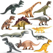 Prextex Realistic Looking 10" Dinosaurs Pack of 12 Large Plastic Assorted Dinosaur Figures