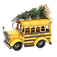 Vintage Style 12" Long School Bus with Christmas Tree