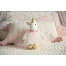 Inspired by Jewel Ella The Unicorn Premium Quality Stuffed White Unicorn Plush Doll with Golden Horn, Hooves & Flowing Pink Mane & Soft Tail | Playable Toy with Movable Legs with Huggable Arms