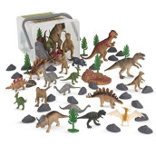 Terra by Battat - Prehistoric World 60 pcs- Assorted Miniature Dinosaur Toys & Accessories for Kids 3+