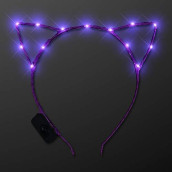 Starlight Kitty Light Up Cat Ears Headband with Purple LED Lights