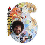 Surreal Entertainment Bob Ross Paint Palette Journal And Brush Pen - Licensed Collectible 80s Art Notepad - Novelty Book - Unique Gift for Birthdays, Holidays, House Warming Parties