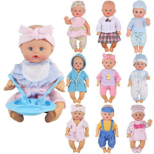 9 Sets for 9-10-11 Inch Alive Baby Doll Clothes Reborn Newborn Dress Outfits Clothing Costumes with Kitchen Accessory