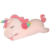 AIXINI Plush Unicorn Stuffed Animal Pillows Toy, 315 Inch cute Soft Pink Unicorn Plushie with Rainbow Wings gifts for girls