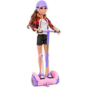 Click N' Play Scooter Set for 12" Dolls, Remote Control Pink Hoverboard with Helmet & Kneepad Accessories, Compatable with Barbies and Ken Dolls, Gifts for Girls Ages 3+, Girl Toys