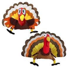 Spooktacular 2 Pack Thanksgiving Turkey Hats Silly Turkey Cap for Thanksgiving Night Event Dress-up Party Role Play Carnival Cosplay Costume Accessories