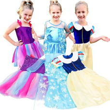 VGOFUN Princess Costume Dresses Girls 3 Pack Dress up Dresses Role Play Set for Little Girls Ages 3-6 Years
