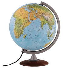 Waypoint Geographic Tactile Light Up Globe with Raised Relief - 12 Desk Decorative Illuminated with Blue Ocean, Up to Date World Globe (WP21106)