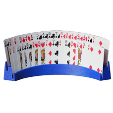 Twin Tier Premier Playing Card Holder (Set of 2) - Holds Up to 32 Playing Cards Easily - 12 1/2" x 4 1/2" x 2 1/4" - Stack for Storage - Made in The USA (Blue)