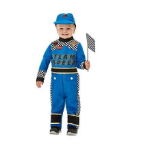 Smiffys Toddler Racing Car Driver Costume, Blue, Toddler - 3-4 Years