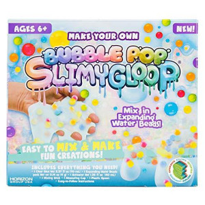 SLIMYGLOOP Make Your Own Bubble Pop DIY Slime Kit by Horizon Group USA, Mix & Create Super Stretchy, Squishy, Gooey, Putty, Crunchy Slime, Expanding Water Beads Included, Multicolor, One Size