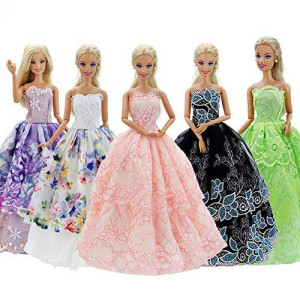 GIETIOS 5Pcs Handmade Clothes Dress for Doll Wedding Party Dresses Gown Outfit Costume Suit for 11.5 inch Dolls Random Style