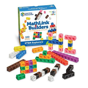 Learning Resources STEM Explorers MathLink Builders - 100 Pieces, Ages 5+ Kindergarten STEM Activities, Math Activity Set and games for Kids, Mathlink cubes Activity Set