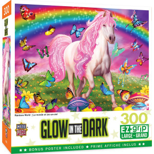 MasterPieces 300 Piece EZ grip glow in The Dark Jigsaw Puzzle - Rainbow World - 18x24